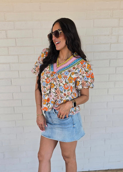 Vacation Time Crochet Floral Boho Top