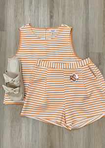 Dreamsicle 2 Pc Orange Stripe Shorts Set