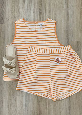 Dreamsicle 2 Pc Orange Stripe Shorts Set