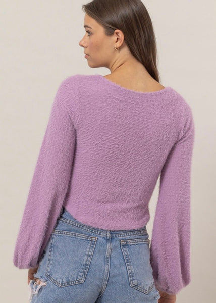 Sweet & Lovely Purple Fuzzy Knit Top