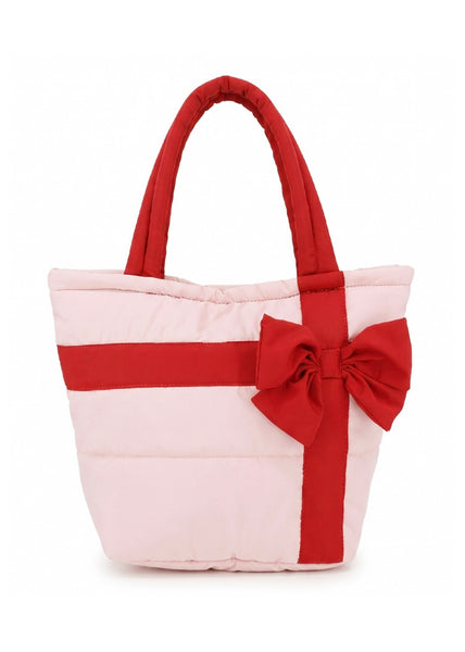 Pink Christmas Red Bow Tote