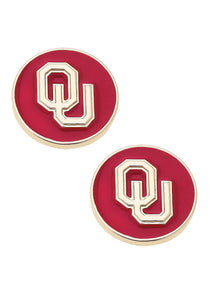 Oklahoma University Circle Stud Earrings