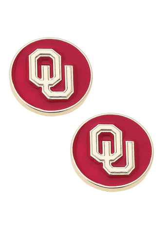 Oklahoma University Circle Stud Earrings