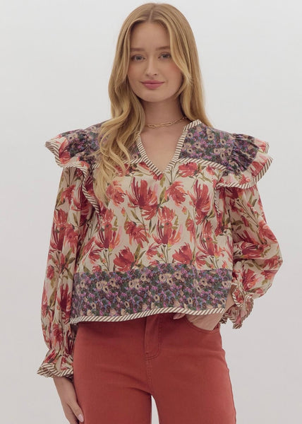 Checkin' In Multi Floral Blouse