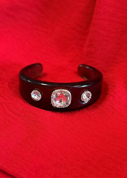 Aria Acrylic Cuff Bracelet - Black/Clear