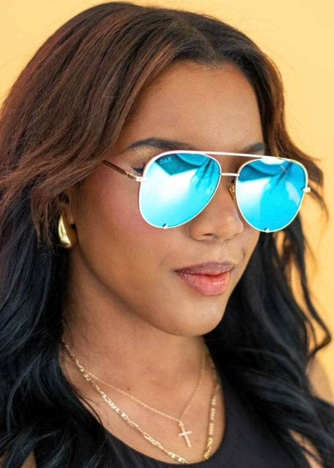 Classic Gold Aviator Ocean Lens Sunglasses