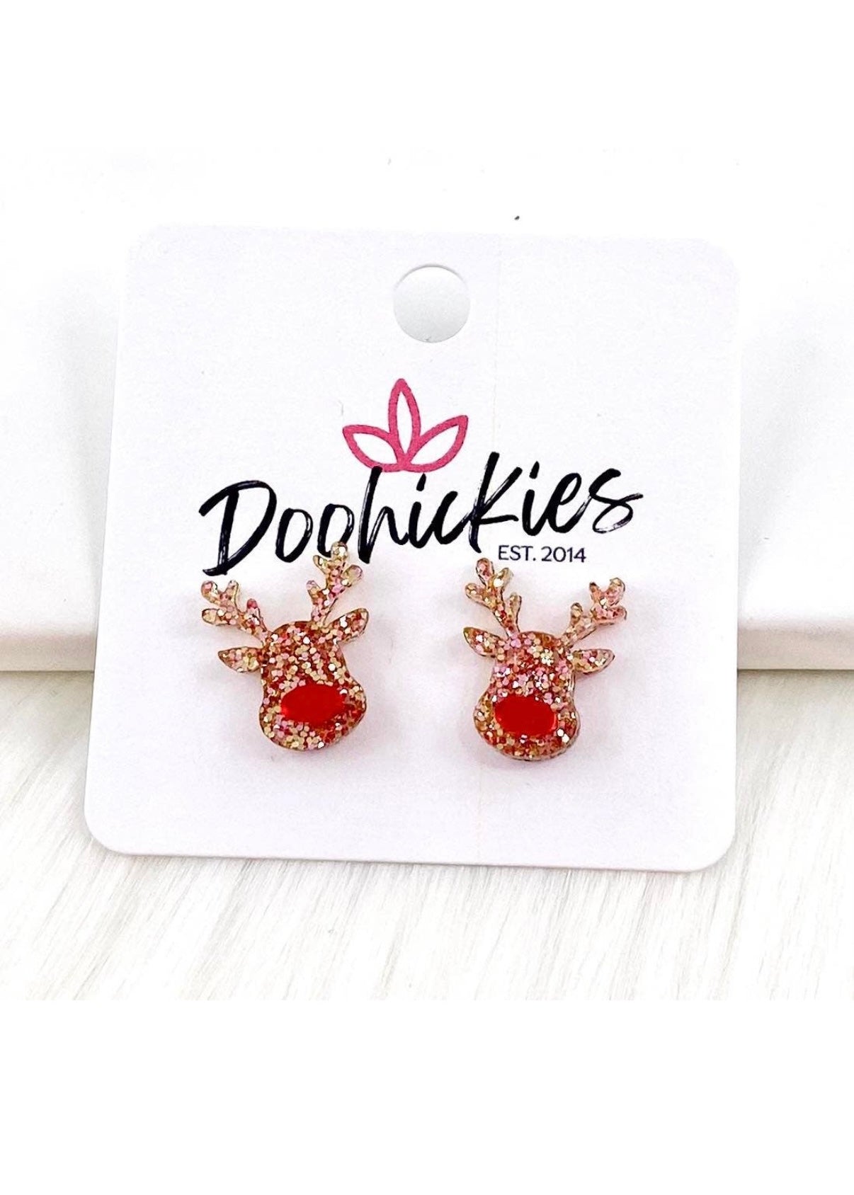 Rudolph Glitter Reindeer Stud Earrings