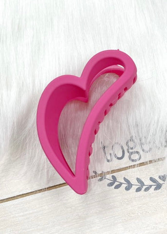 Heart Hair Claw Clips - Hot Pink