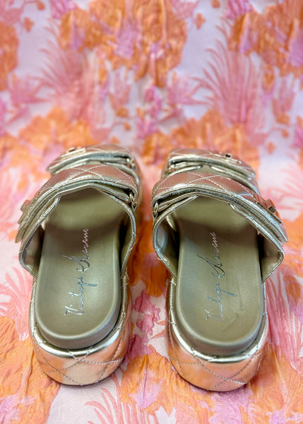 Onya Gold Quilted Platform Sandal