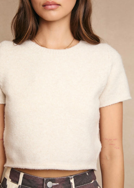 Time To Change Cream Short Sleeve Sweater Top