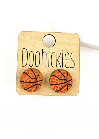 Engraved Basketball Acrylic Stud Earrings