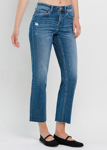 Sara Ankle Straight Mid Rise Denim