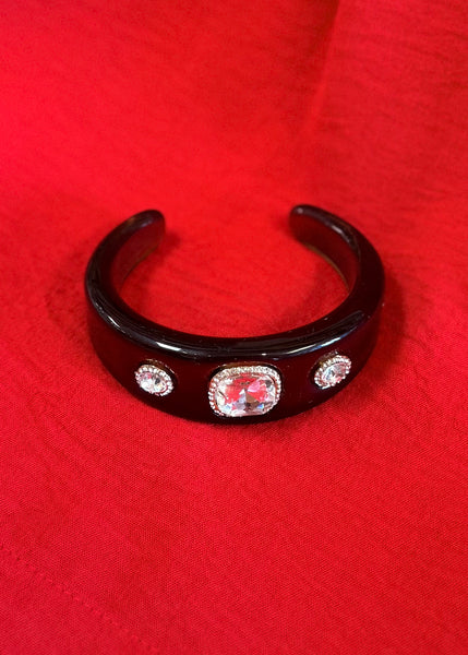 Aria Acrylic Cuff Bracelet - Black/Clear