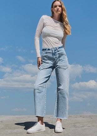 Kate Light Wash Barrel Jean