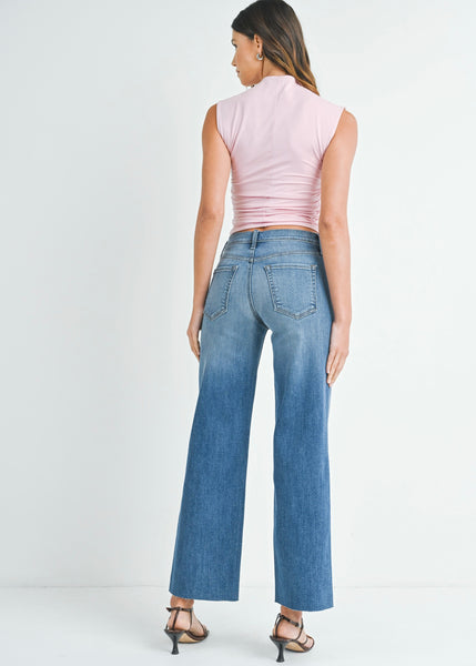 Veronica Mid Rise Slim Palazzo Denim