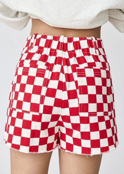 Check This Out Red/White Checkered Denim Shorts