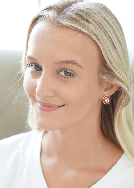 Oklahoma University Circle Stud Earrings