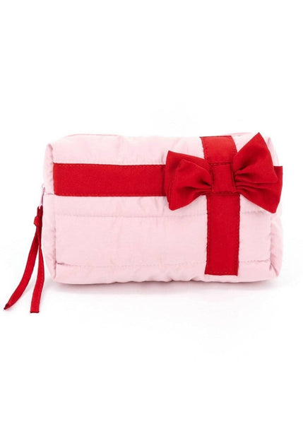 Pink Christmas Red Bow Zip Pouch