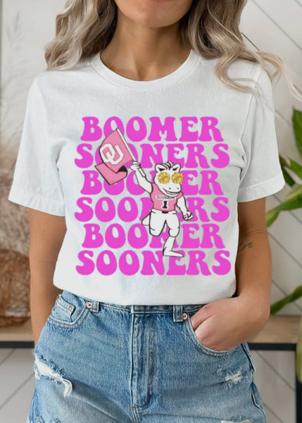 OU Boomer Sooners Pink Preppy Tee