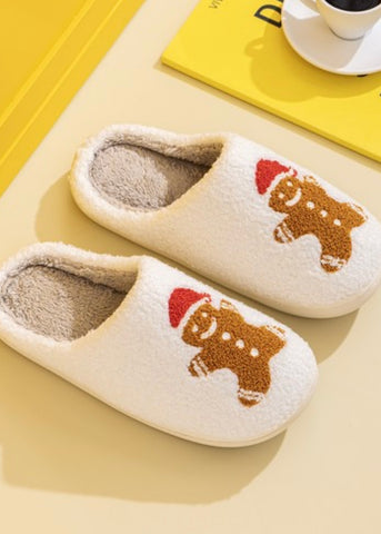 Gingerbread Man Plush Comfy Slippers