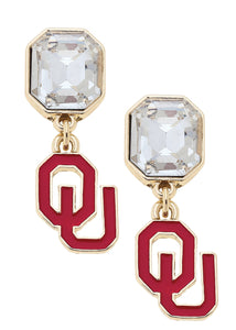 Oklahoma University Rhinestone Earrings