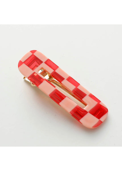 Gemma Barrette Hair Clip (Set of 2) Red Checkered