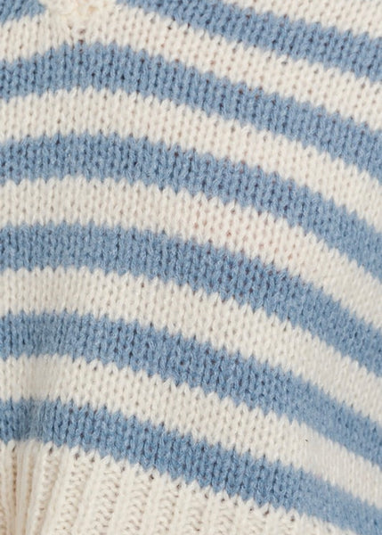 Winter Blues Striped Cropped Sweater