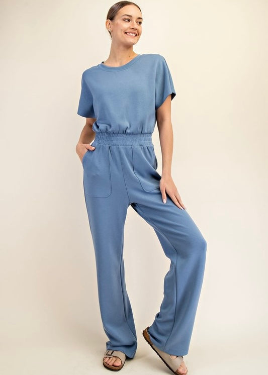 Boardwalk Talk Paradise Blue Buttery Soft Jumpsuit
