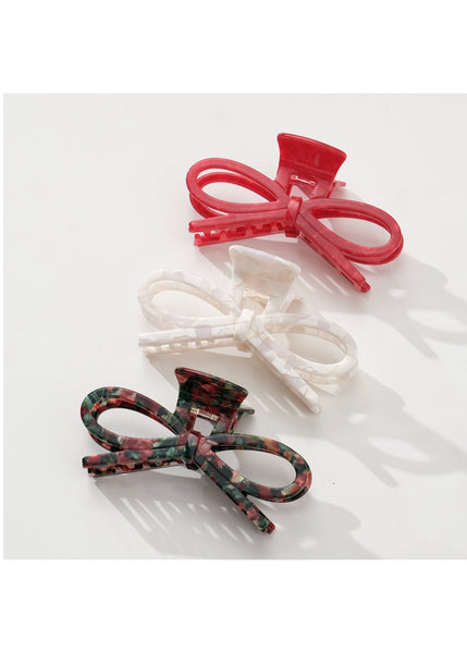 Remi Wide Bow Claw Clip - White