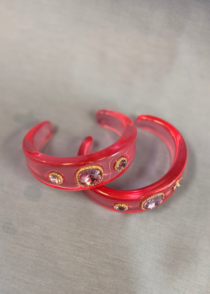 Aria Acrylic Cuff Bracelet - Pink/Purple