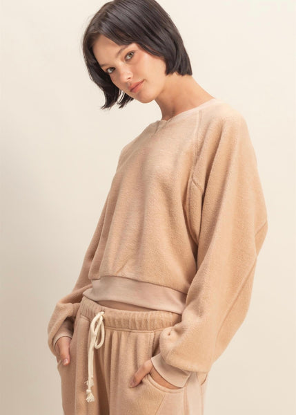 Simmer Down Cropped Sweatshirt - Taupe