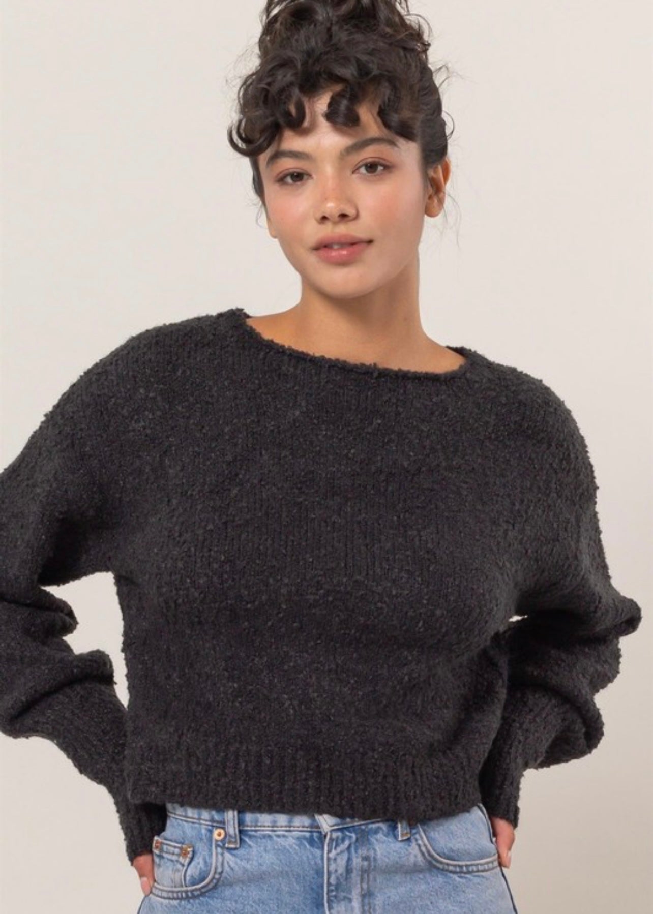 Starry Night Black Cable Knit Sweater