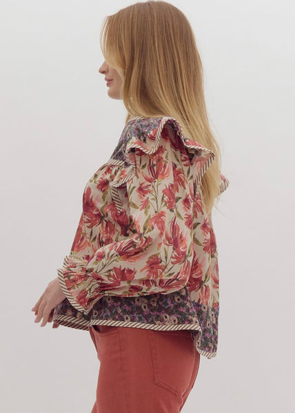 Checkin' In Multi Floral Blouse