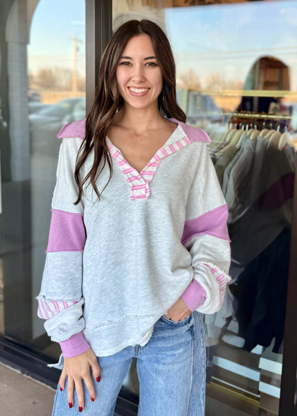 Friendly Fun Color Block French Terry Pullover