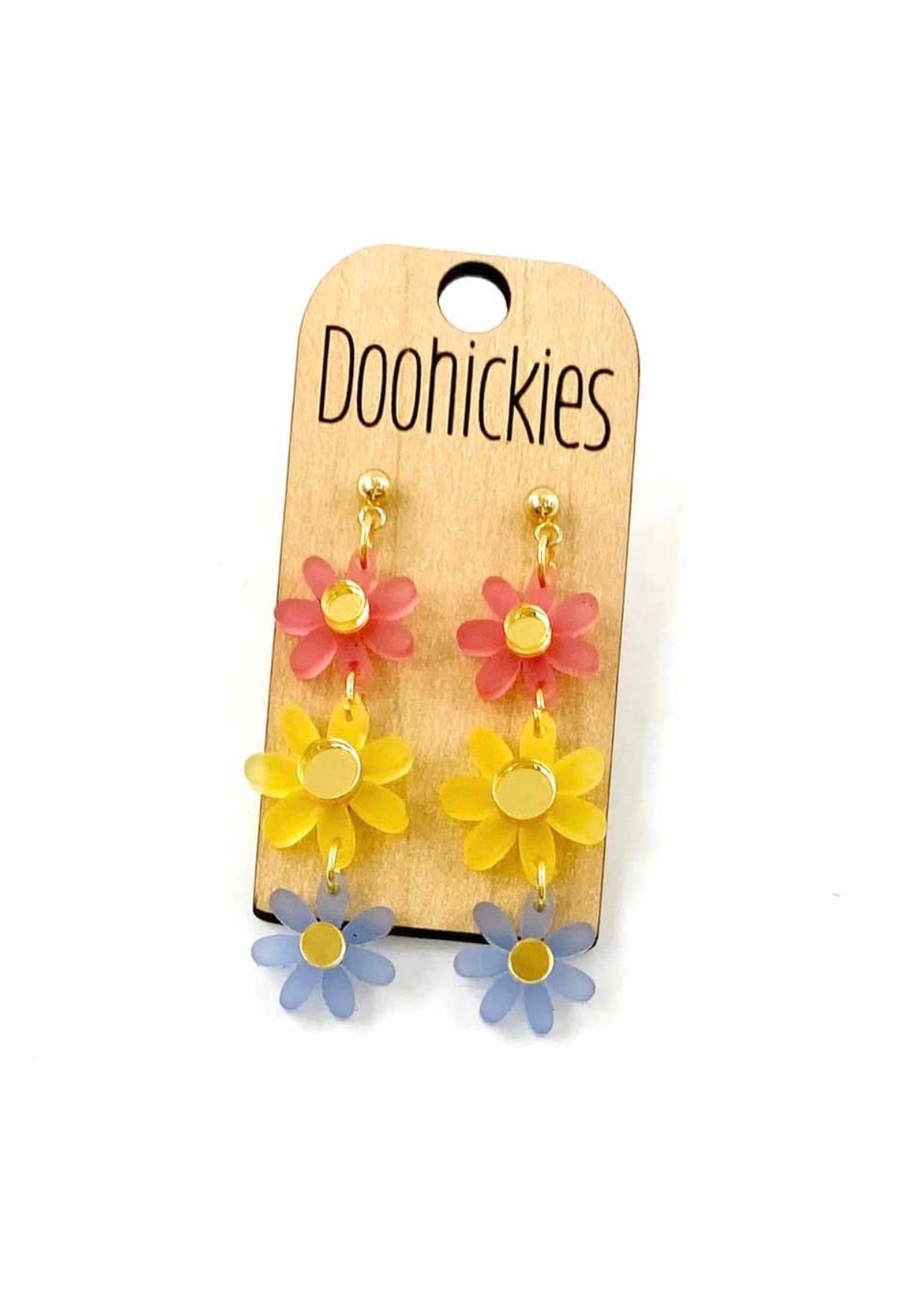 Frosted Pastel Daisy Dangles Earrings
