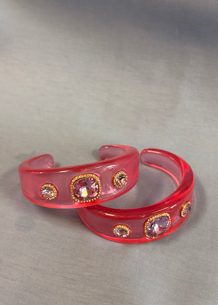 Aria Acrylic Cuff Bracelet - Pink/Purple
