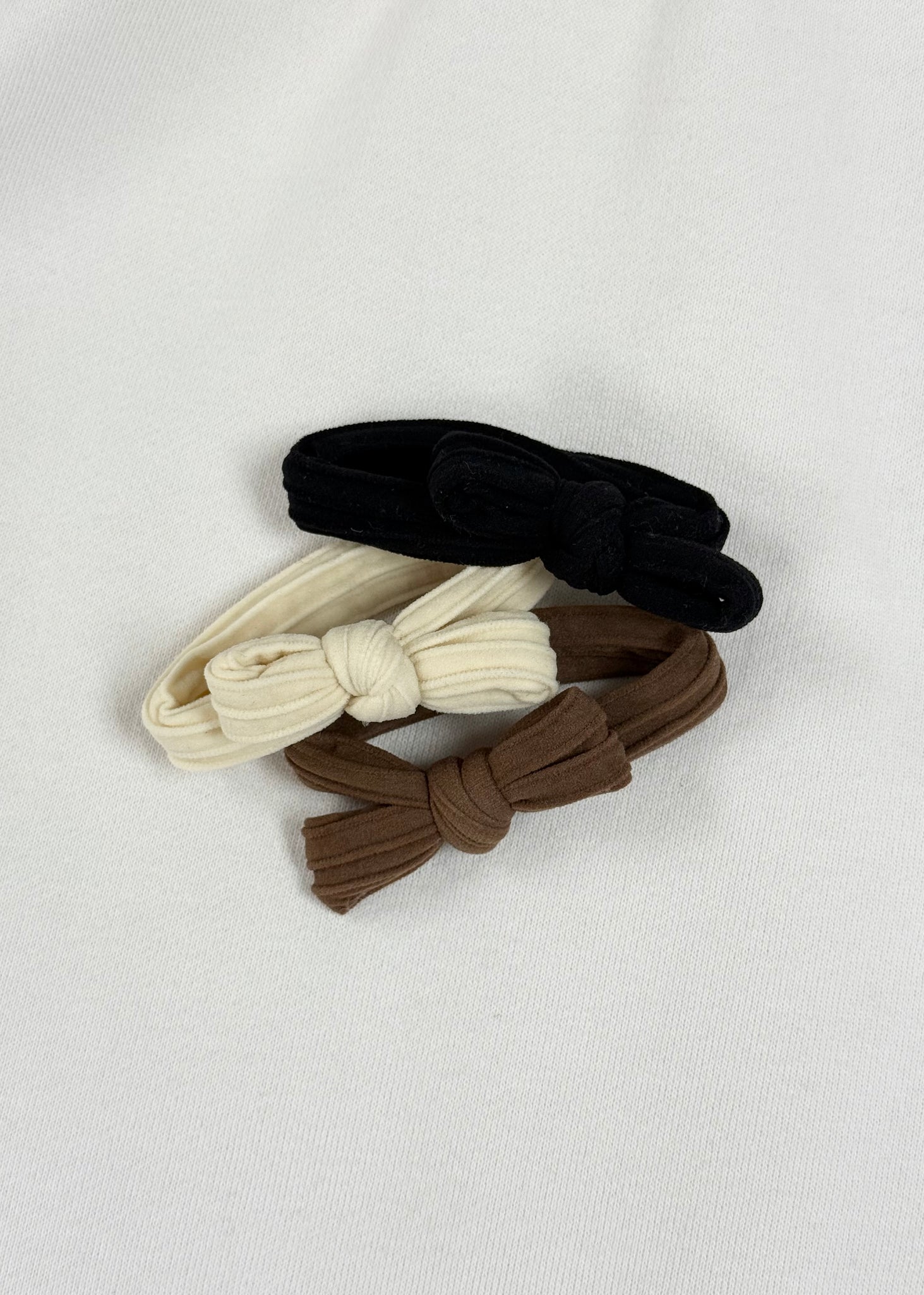 Bow Slick Back Ponytails in Brown, Ivory & Black (3 pack)