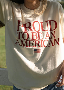 "Proud To Be An American" Cream Tee