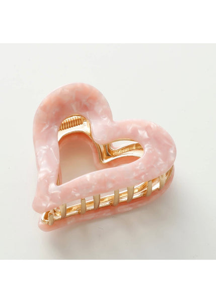 Juliette Valentine Small Heart Metal Claw Clip - Pink