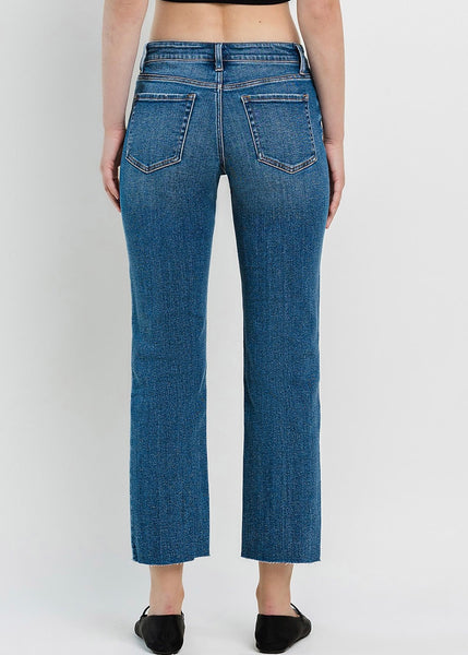 Sara Ankle Straight Mid Rise Denim