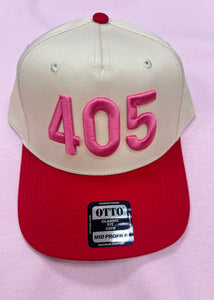 Trucker Hat - "405" Red, Pink and Off White