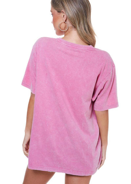 Leopard Graphic Tee - Washed Pink