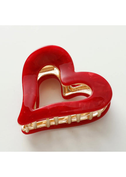 Juliette Valentine Small Heart Metal Claw Clip - Red