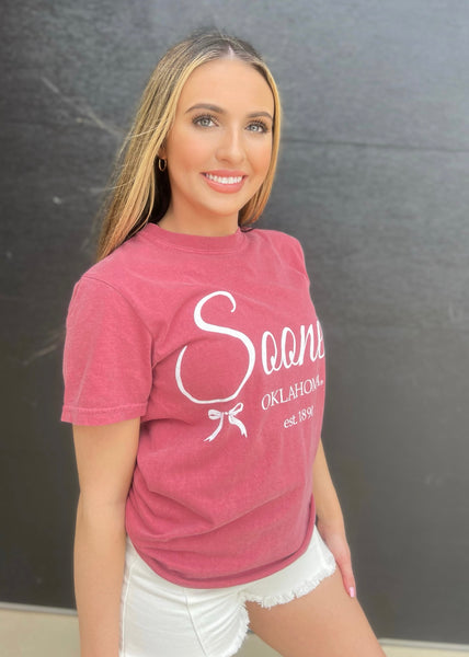 OU Sooners Established Bows Crimson Tee