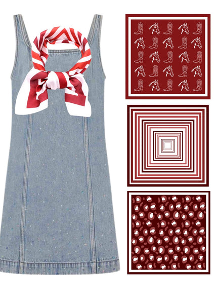 Game Day Bandana Scarf - Crimson Ombre Striped