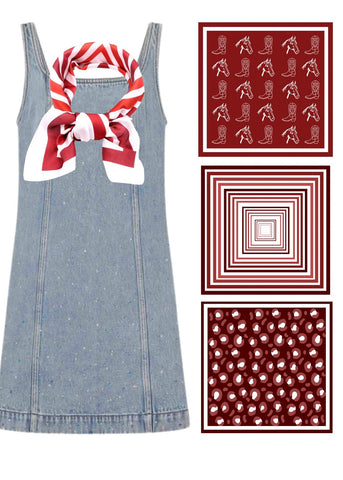 Game Day Bandana Scarf - Crimson Ombre Striped