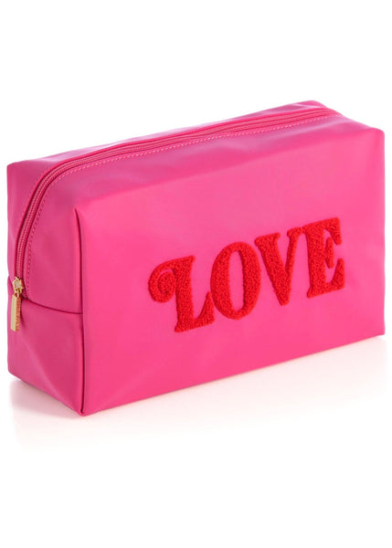 "LOVE" Hot Pink Large Cosmetic Bag
