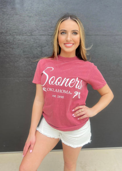 OU Sooners Established Bows Crimson Tee