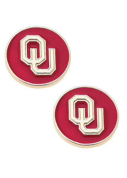 Oklahoma University Circle Stud Earrings