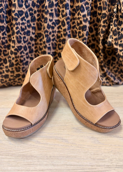 Let's Talk About It Caramel Cork Wedges